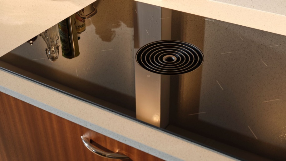 MG50 sapele og hvid Momento køkken fra Tvis Køkken med BORA emfang